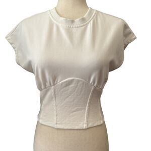 Superdown White Cotton Corset Midriff T Top XS